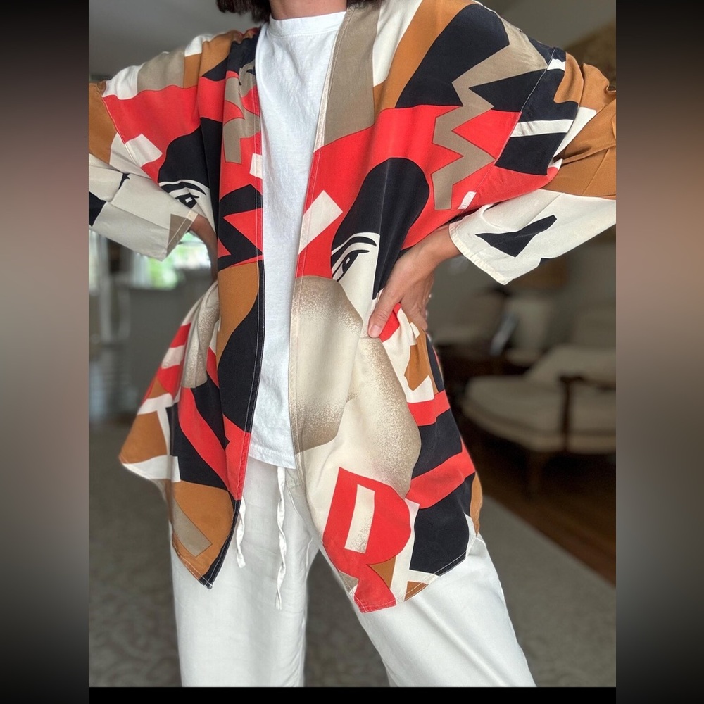 Vintage Betty Hanson silk kimono blazer shirt set